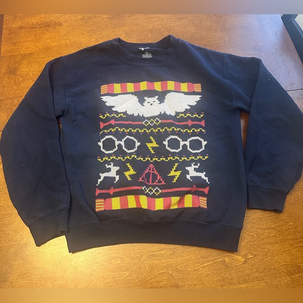Navy Graphic Sweater - Harry Potter Deathly Hallows Holiday Christmas Sweater